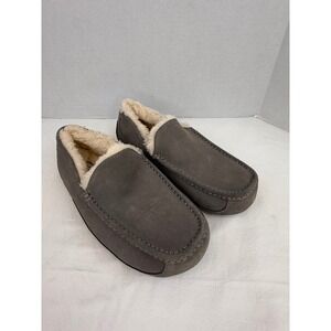 UGG Ascot Charcoal Grey Suede Sherpa Slippers Mens Loafers 1101110 Size 11 Wide
